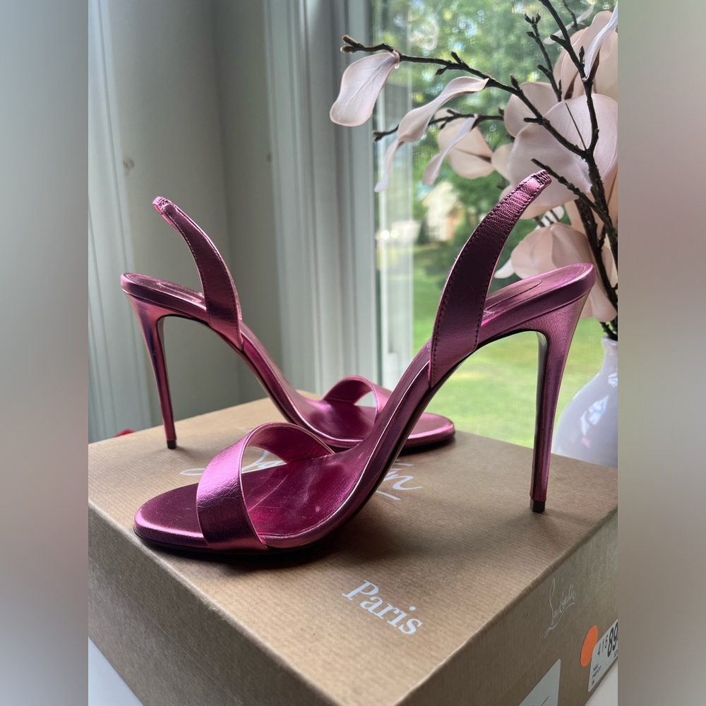 Size 7 Christian Louboutin O Marylin 100 MM IN confetti pink